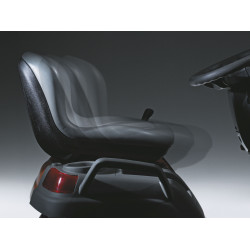 Sliding, angled seat
Adjustable while seated; seat moves forward and down, or backwards and up.